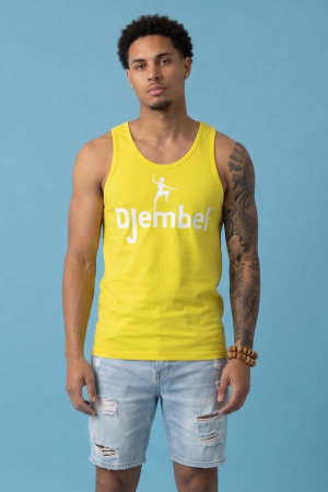 Débardeur jaune homme logo blanc